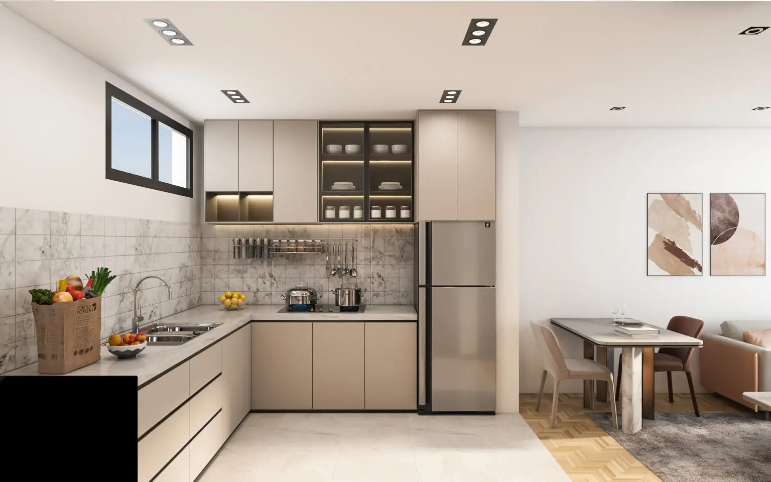 Fitted kitchen in a two-bedroom residence