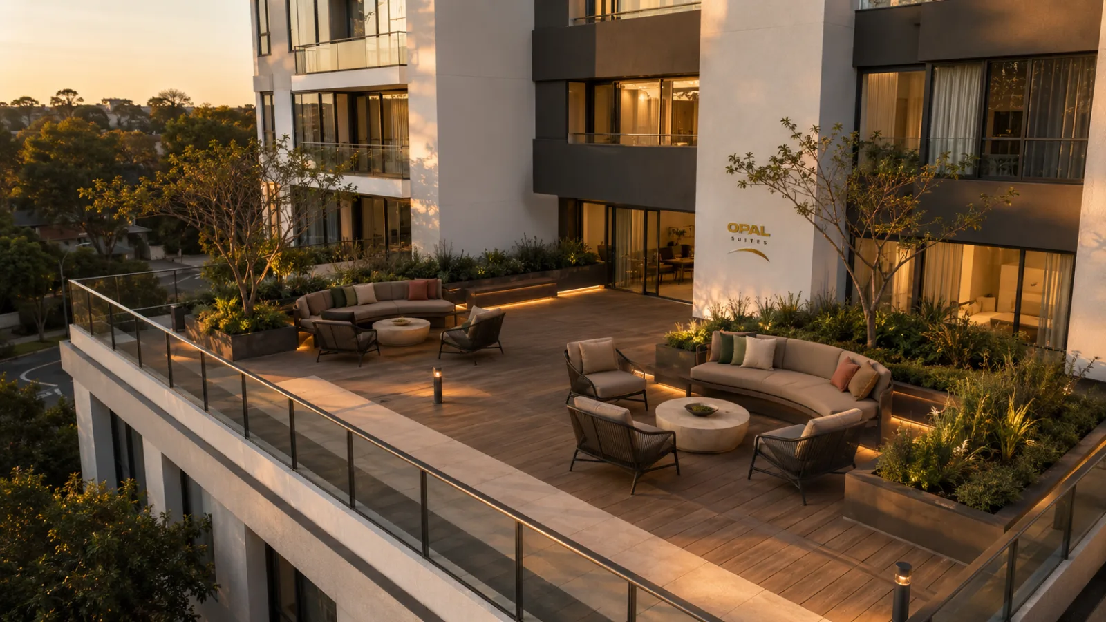 The podium terrace at Opal Suites